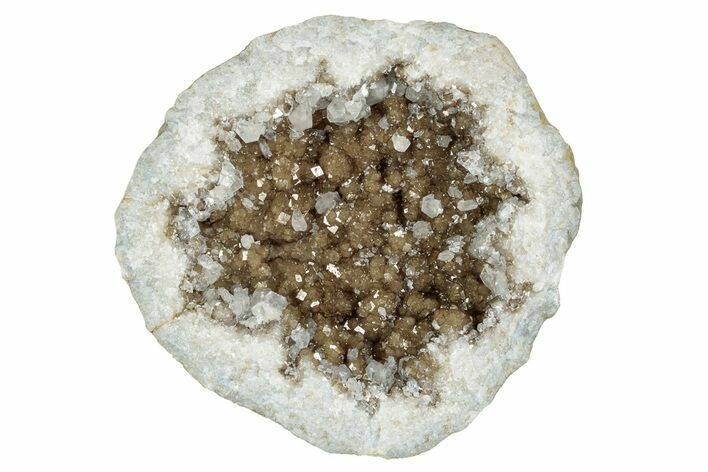 Keokuk Quartz Geode with Calcite Crystals (Half) - Missouri #239024